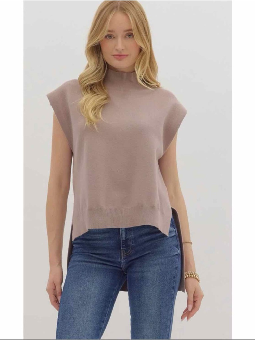 Entro Sleeveless Mock Neck Knit Top 🆕